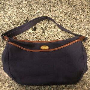 Etienne Aigner Blue and Brown Messenger Bag with Classic Design